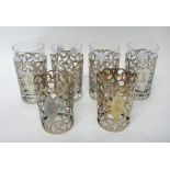 A set of six American Sterling glass holders,