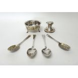 Silver and silver mounted wares, comprising; two similar berry spoons,