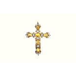 A citrine and gemstone set pendant cross,