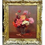 Arthur J. Black (1855-1936), Still life of Dahlias, oil on canvas, signed, 60cm x 50cm.