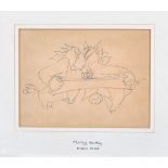 TOM & JERRY - pencil production sketch of Tom, Jerry & Eagle; framed & glazed (17 x 22cms.