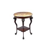 A 19th century Irish centre table, the circular marble top on a mahogany base,