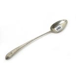 A George III Irish silver feather edged, Old English pattern bottom marked stuffing spoon,