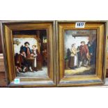 A** D** (late 19th century), Tavern interiors, a pair, oil on panel, each 16cm x 11.5cm.