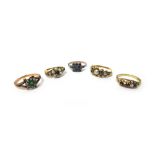 A Victorian gold, emerald and half pearl set ring,
