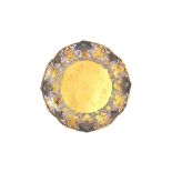 A silver gilt shaped circular fruit dish,