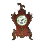 A french faux tortoiseshell and brass mounted mantel clock, early 20th century,