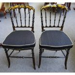 A set of six Victorian ebonised parcel gilt side chairs,