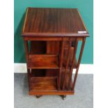 A late Victorian mahogany square revolving bookcase, 45cm wide x 82cm high.