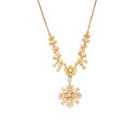 A gold and seed pearl necklace, with a detachable pendant to the front, detailed 15ct,