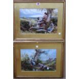 After Myles Birket Foster, The toy boat; At the stile, a pair of chromolithograph prints,