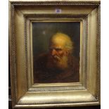 Continental School (late 19th century), Head study of an old man, oil on board, indistinctly signed,