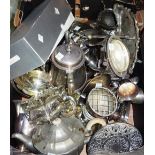 Silver plated wares, comprising; part tea sets, jugs, bowls and sundry, (qty).