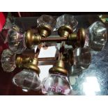 A group of five 19th century door handles, with shaped glass knobs, (5).