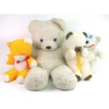 A large The Dean's white Teddy bear, 84cm, another The Dean's Teddy in yellow with red bow tie,