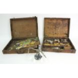 Two artists vintage wooden paint boxes a