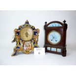 A decorative Majolica mantle clock;