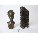 Two African hardwood carvings est;