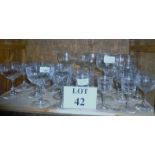 A quantity of drinking glasses to include champagnes and hock est: £10-£20 (D1)