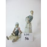 A Lladro figure of a girl with turkey;