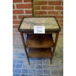A c1900 French marble top three tier side table with brass gallery top est: £40-£70