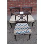 Three mahogany Regency dining chairs with X back panel and reeded legs est: £50-£80