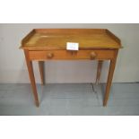 A late Victorian pine desk with galleried back over a long drawer with turned handles est: £40-£60