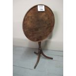 A 19c country mahogany tilt top tripod table est: £40-£80