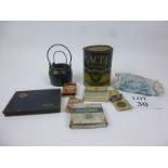 A mixed lot to include a Players Navy Cut cigarette tin; assorted cigarette boxes,