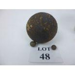 Militaria: An antique cannon ball, approx 11 cm diameter,