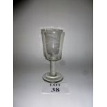 A large 19th century glass rummer with double opaque spiral twist stem,