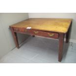 A fine Victorian pine farmhouse kitchen table with two drawers each side (157 cm x 100 cm approx)