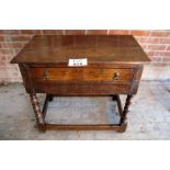 An 18c oak country side table with drawer over bobbin turned legs est: £150-£250