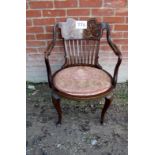 An Edwardian inlaid mahogany chair in nice condition est: £50-£80