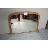 A Victorian pine over mantel mirror (4 ft wide x 31 in high max approx) est: £70-£100