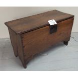 An early 18c oak six plank coffer of small proportions and in good condition est: £200-£300