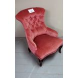 A Victorian ladies chair upholstered in pink and in good condition est: £40-£70