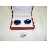 A pair of Lapis Lazuli cuff links boxed