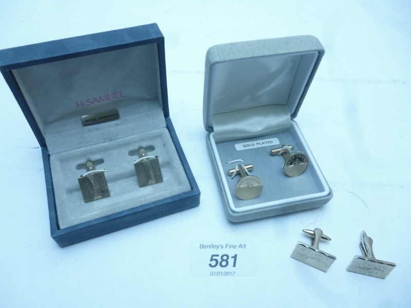 Three pairs of cuff links (two pairs box