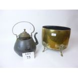 A Victorian brass coal bucket and a copp