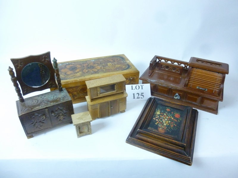 A jewellery box modelled as a desk; a pa