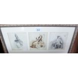 A framed and glazed set of three drawing