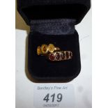 A five stone garnet set ring and a three stone citrine set ring both 9ct gold est: £60-£90