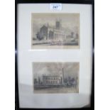A pair of framed and glazed sets of engravings depicting architectural landmarks to include
