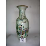 A large Chinese baluster vase painted with figures in a garden in coloured enamels,