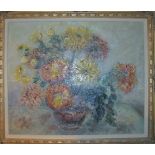 A gilt framed oil on canvas still life flowers in a vase (50 x 60 cm approx) est: £200-£300