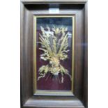 An oak framed and glazed arrangement of dried flowers in a display case est: £40-£60