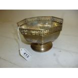 An octagonal silver pedestal dish with Greek key design top Birmingham 1913 est: £90-£120