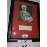 A framed signed photograph and autograph of English actor Sir John Gielgud est: £20-£40 (J)