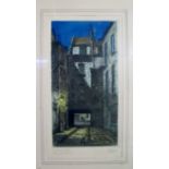 A pair of framed and glazed etchings depicting London street scenes to include 'A Bit of Old London,